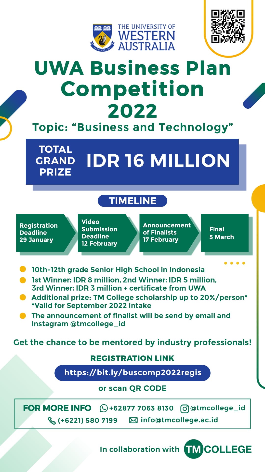 UWA Business Plan Competition 2022 TM COLLEGE by NCUK